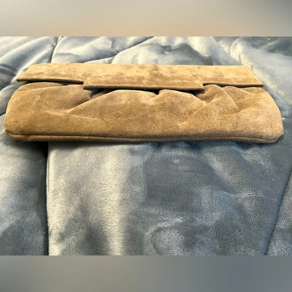 VTG Ruth Saltz Taupe/ Tan Suede Clutch with Snap Closure 13.5” x 7.5” - Picture 9 of 14